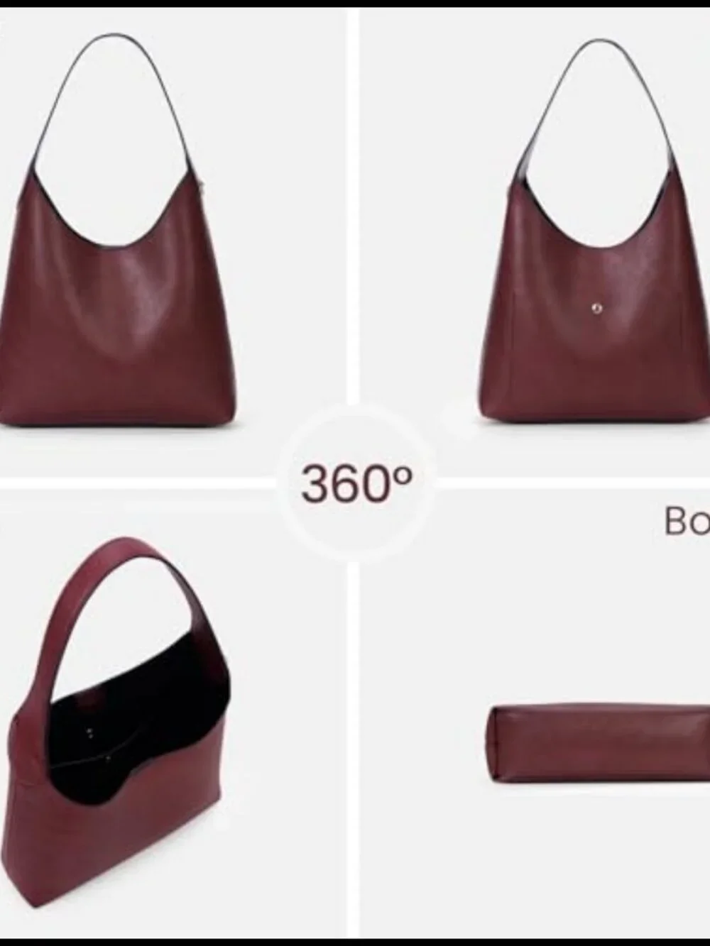 Faux Suede Hobo Bag Vegan Leather Shoulder Tote Cherry Charm Slouchy Purse